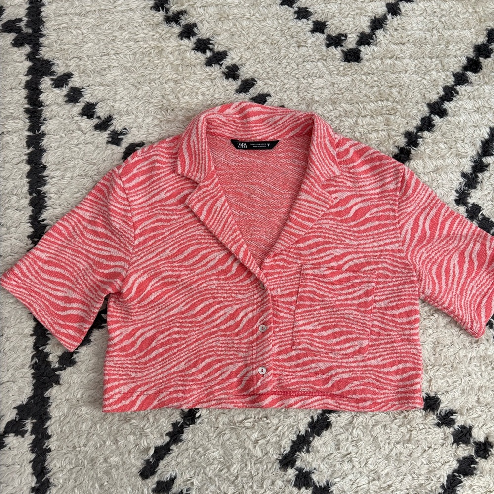 Zebra Print Cropped Shirt